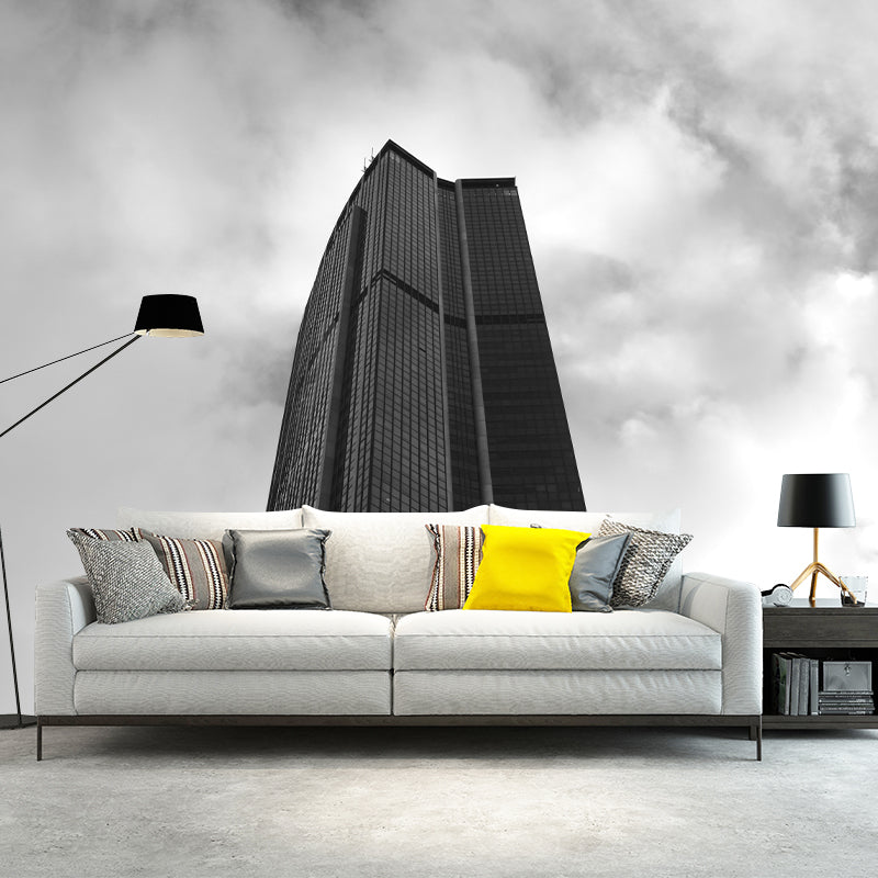 Contemporary City Architecture Moisture Resistant Wall Decor for Meeting Room