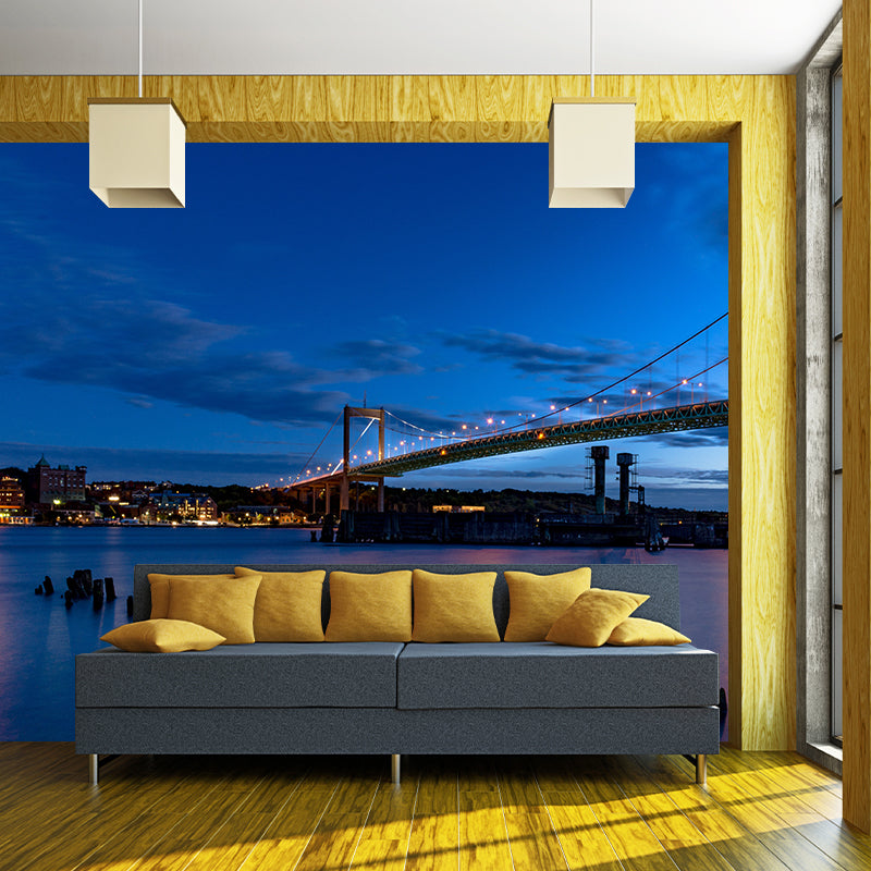 Minimalism City Night Moisture Resistant Meeting Room Wall Decor, Custom Size