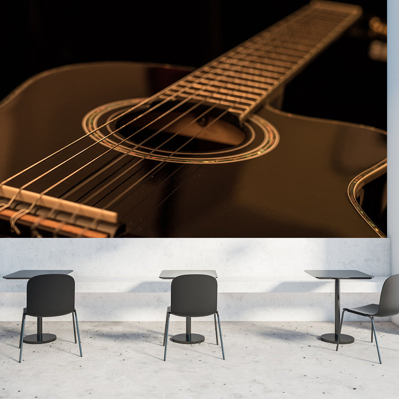 Water Resistant Guitar Hobby Mural Wallpaper Contemporary Wall Art for Study Room