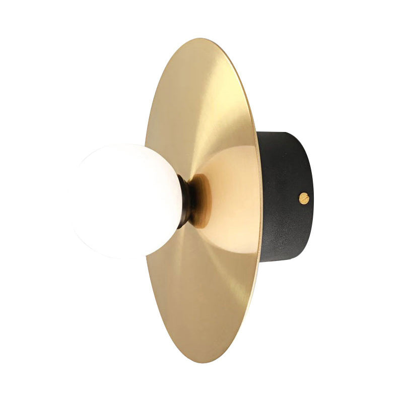1 Lampen Badezimmer Wandlampe Modernismus Gold LED Wandleuchte Leuchten mit kugelförmiger weißer Glasschatten