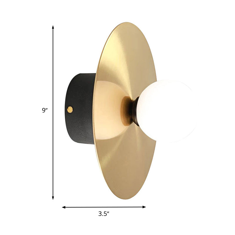 1 Lampen Badezimmer Wandlampe Modernismus Gold LED Wandleuchte Leuchten mit kugelförmiger weißer Glasschatten