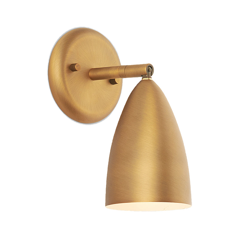 Elongated Dome Bedroom Sconce Light Metal 1 Head Contemporary Wall Mount Lamp in Brass