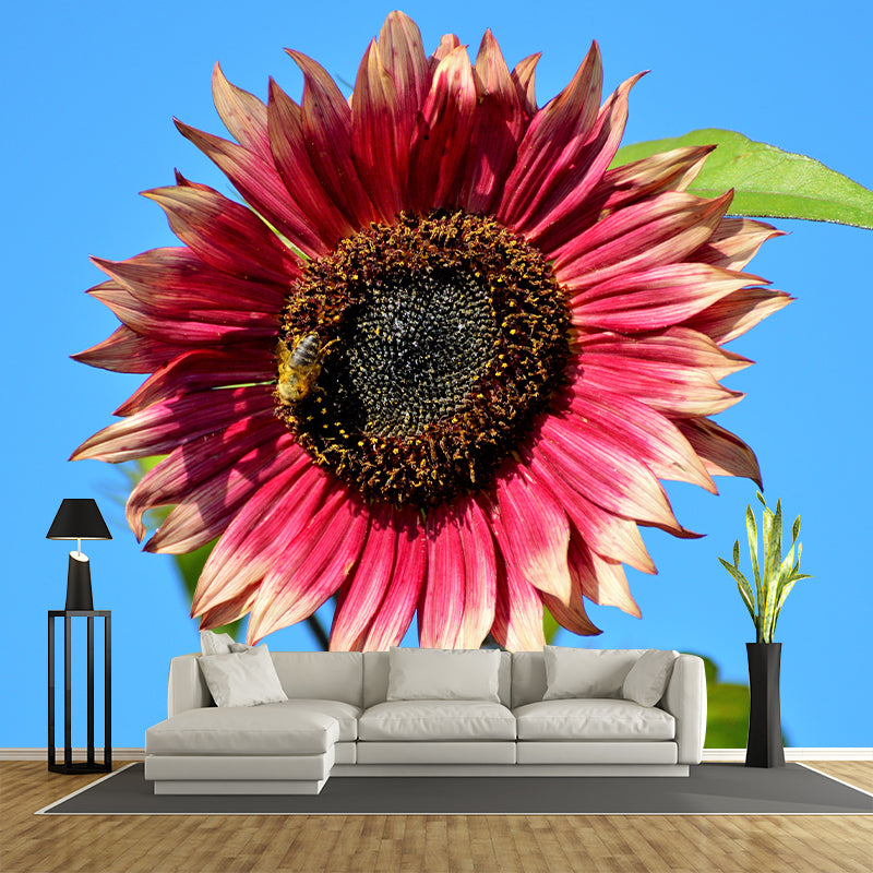 Sunflower Flower Mural Water-Resistant Wall Covering for Sleeping Room