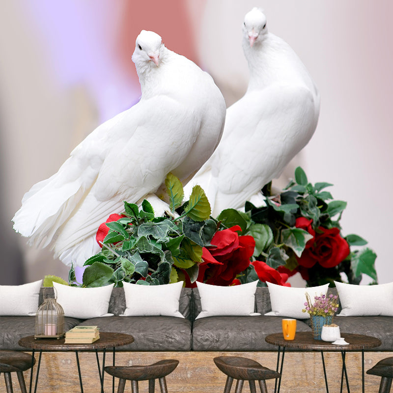 White Pigeon Murals Moisture Resistant Contemporary Hallway Wall Decoration