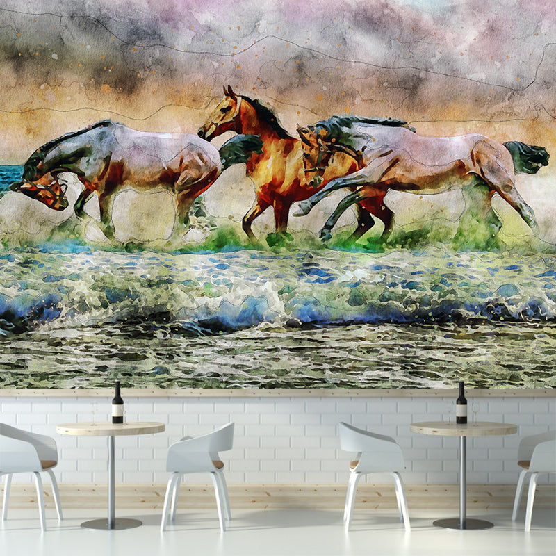 Huge Horse Murals Moisture Resistant Contemporary Hallway Wall Decoration