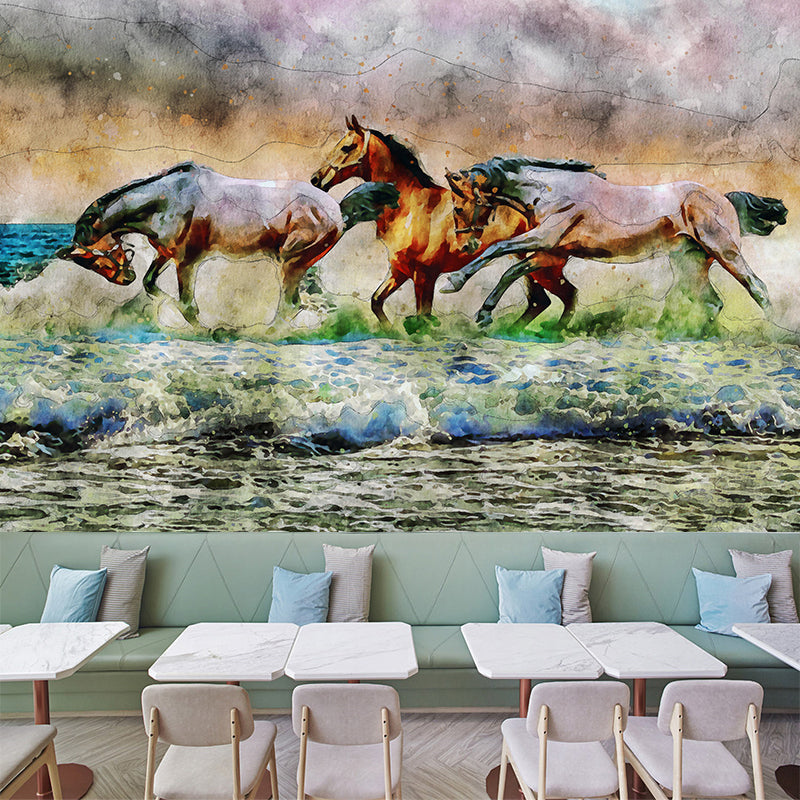 Huge Horse Murals Moisture Resistant Contemporary Hallway Wall Decoration