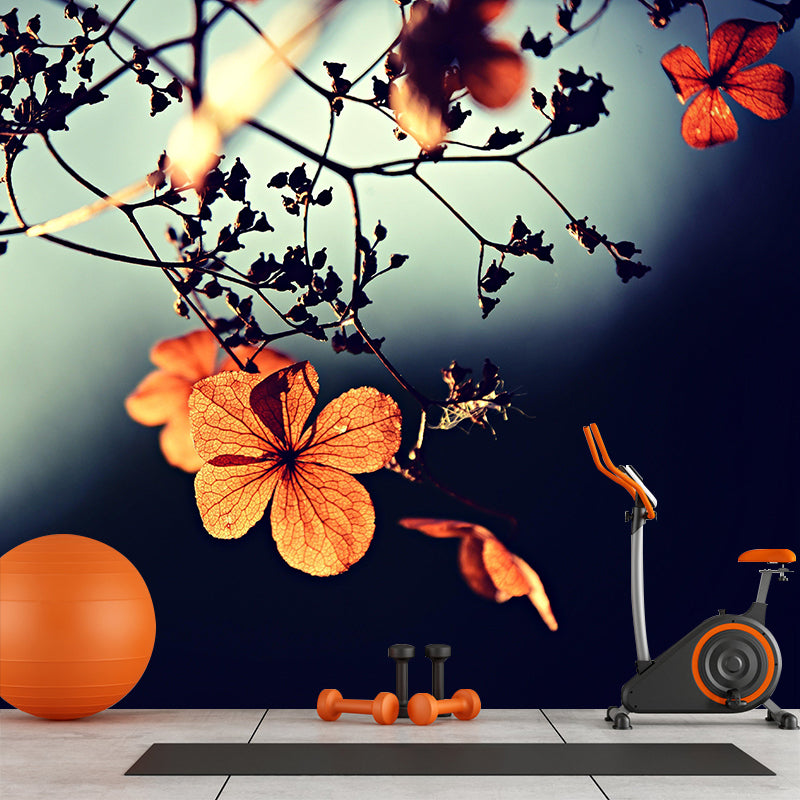 Beautiful Flowers Murals Wallpaper Modern Stain Resistant Wall Decor in Multi-Clor