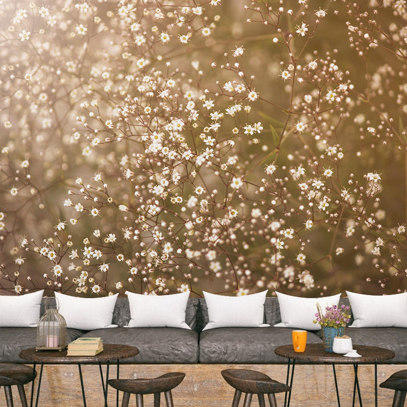 Beautiful Flowers Murals Wallpaper Flower Stain Resistant Wall Decor for Girl Bedroom