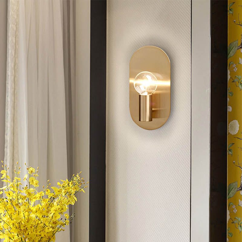 1 Glühbirnenschlafzimmerleuchte zeitgenössische goldene Wandmontage mit nacktem Glühbirnen Metallschatten