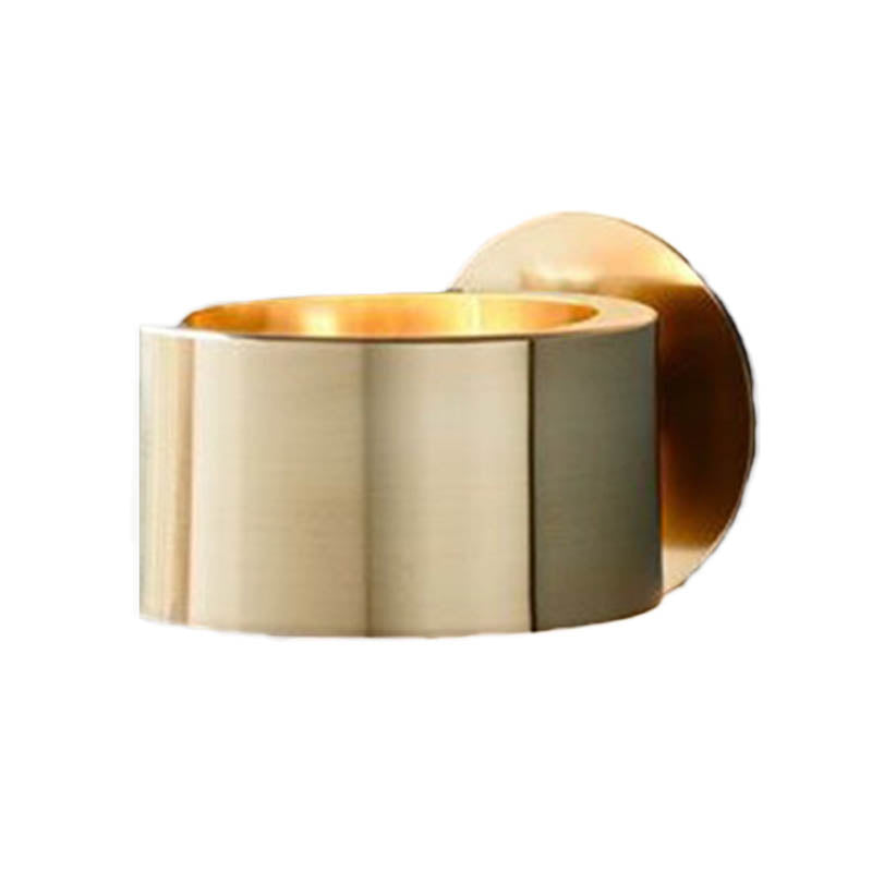 Drum Wall Mounted Light Minimalist Metal 1 Head Living Room Wall Lighting Fixture in Gold