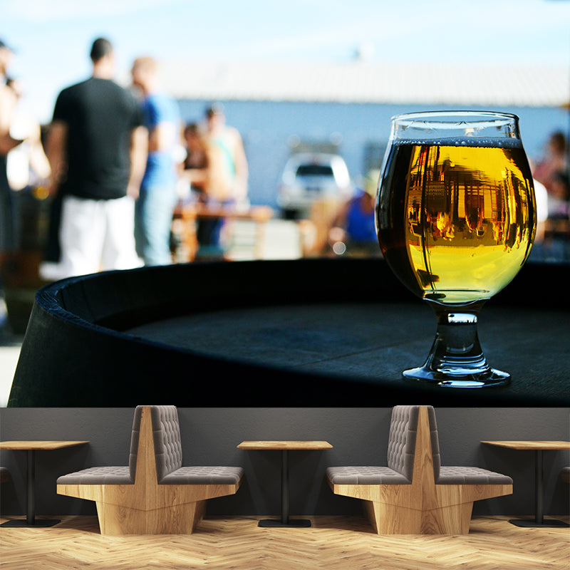 Soft Color Mural Wallpaper with Beer Print Modern Mildew Resistant Commercial Use Wall Covering