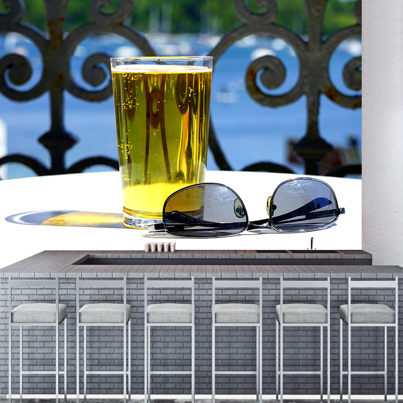 Soft Color Mural Wallpaper with Beer Print Modern Mildew Resistant Commercial Use Wall Covering