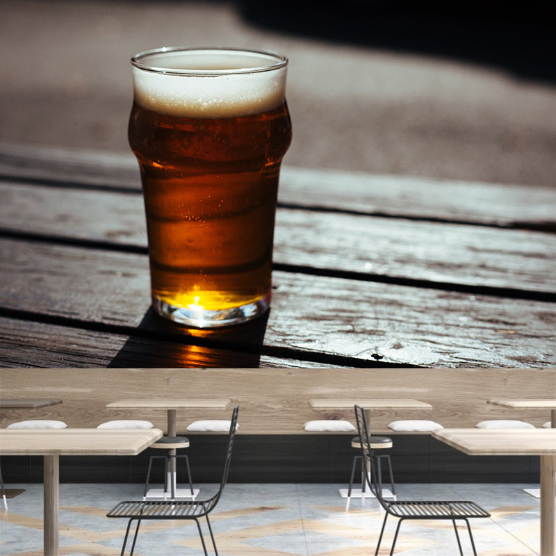 Beer Print Mural Wallpaper Modern Commercial Use Wall Covering in Soft Color