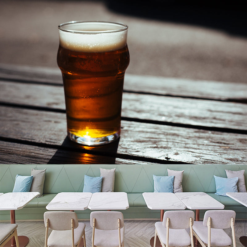 Beer Print Mural Wallpaper Modern Commercial Use Wall Covering in Soft Color