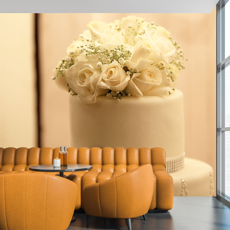 Delicious Cake Mural Commercial Use Contemporary Dessert Shop in Soft Color