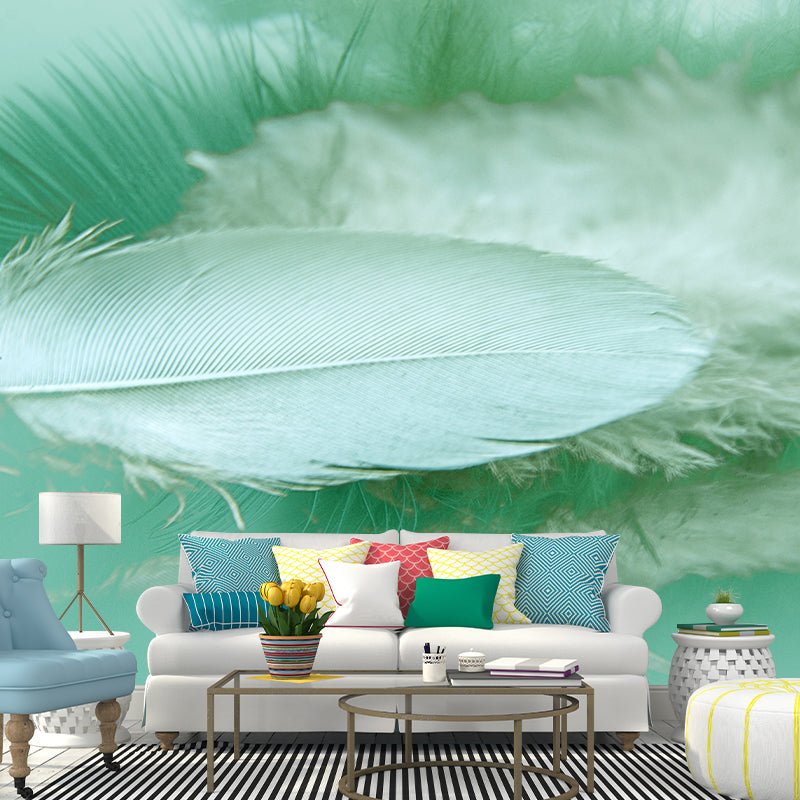 Soft Color Light Feather Mural Wallpaper Wall Covering for Dining Room