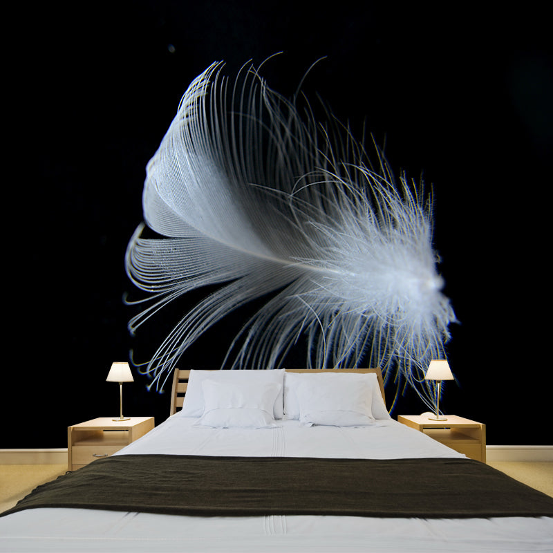 Contemporary Mural Wallpaper with Feather Pattern Wall Covering for Living Room
