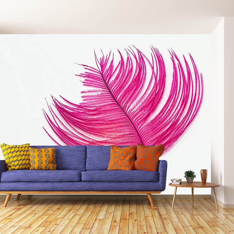 Contemporary Mural Wallpaper with Feather Pattern Wall Covering for Living Room