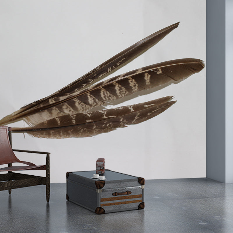 Contemporary Mural Wallpaper with Feather Pattern Wall Covering for Living Room