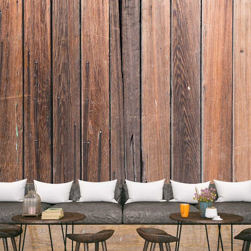 Yellow Wood Texture Mural Wallpaper Contemporary Style Bathroom Wall Decor