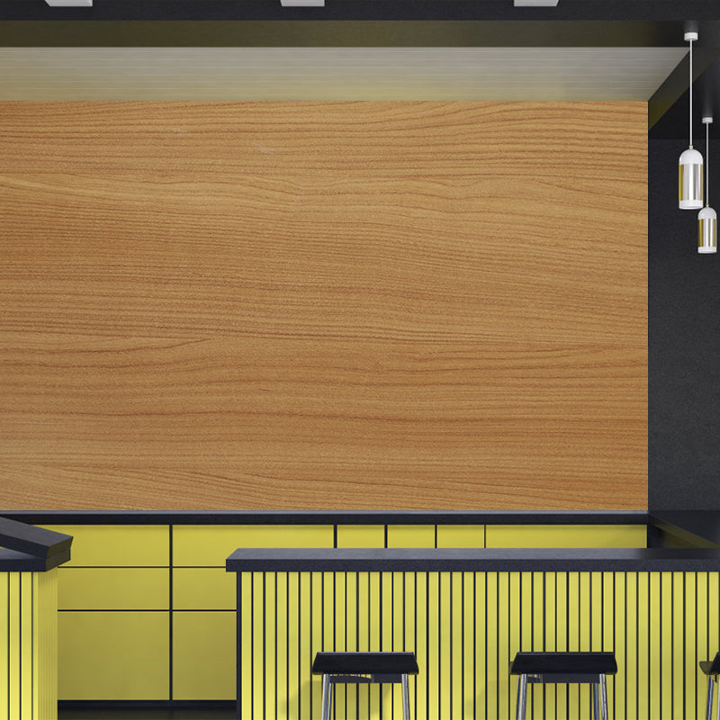 Yellow Wood Texture Mural Wallpaper Contemporary Style Bathroom Wall Decor