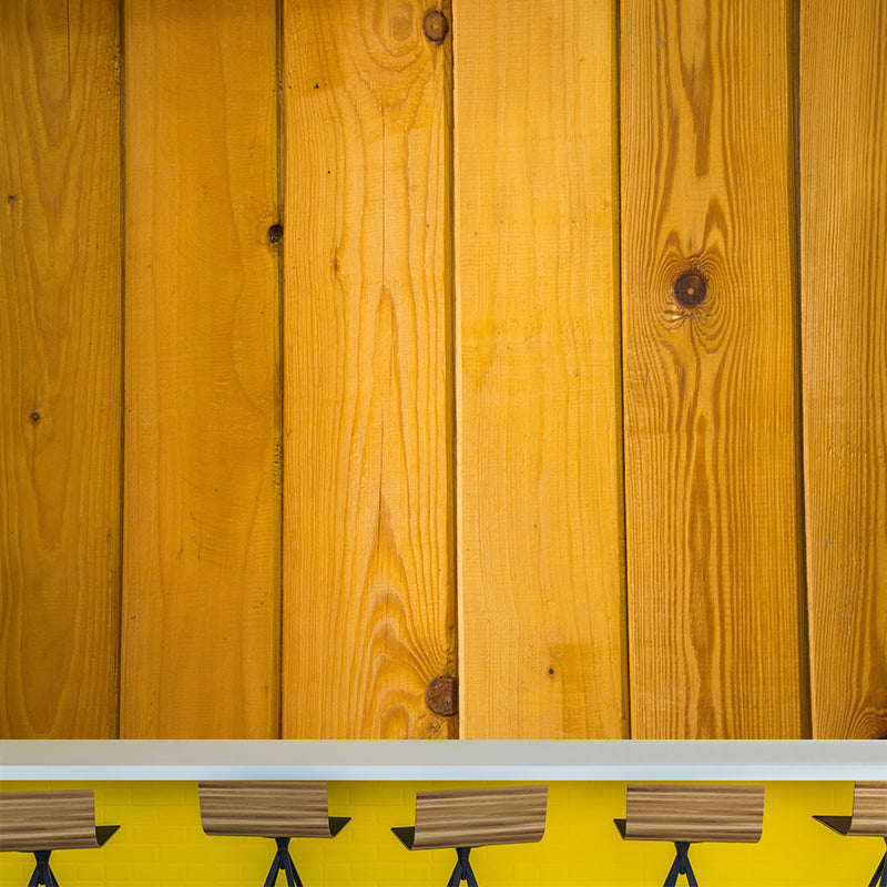 Yellow Wood Texture Mural Wallpaper Contemporary Style Bathroom Wall Decor