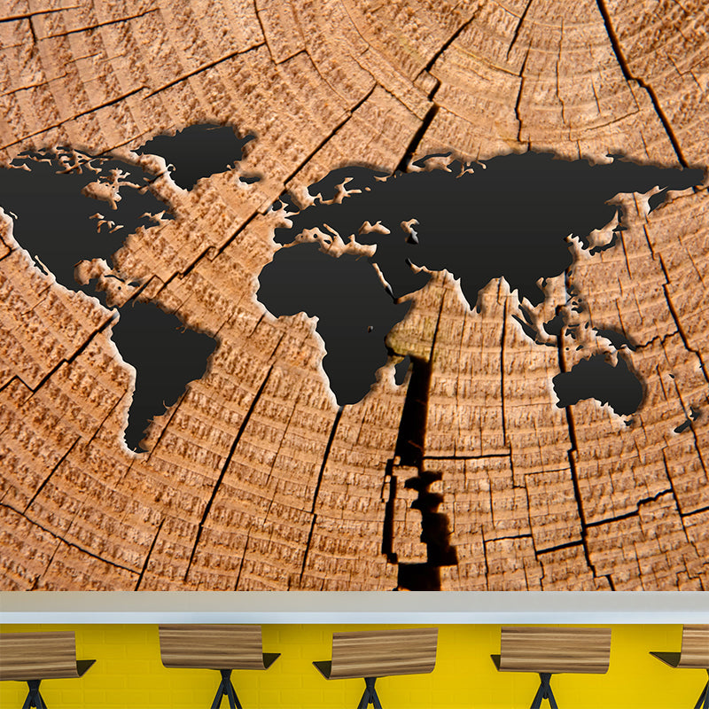 Contemporary World Map Mural Wallpaper Full Size Home Decor for Living Room