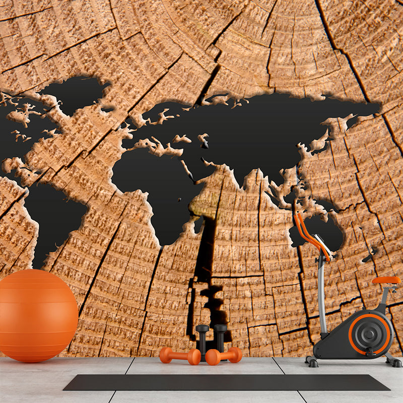 Contemporary World Map Mural Wallpaper Full Size Home Decor for Living Room