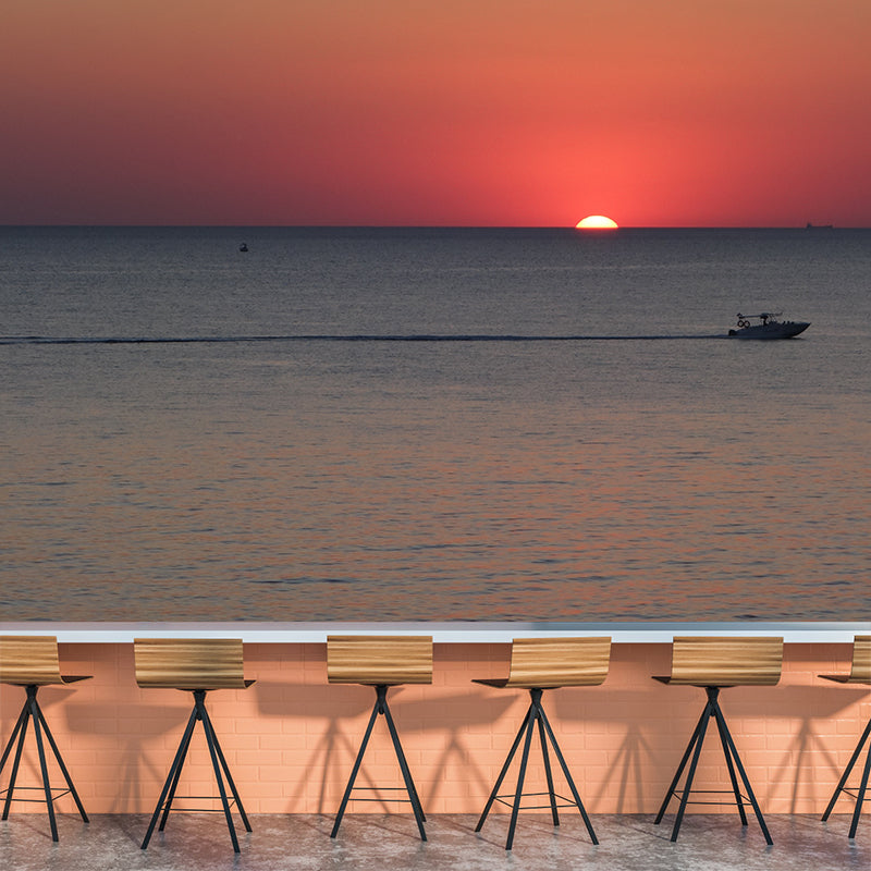 Mildew Resistant  Mural with Sea and Boat Pattern Wallpaper for Home Decoration