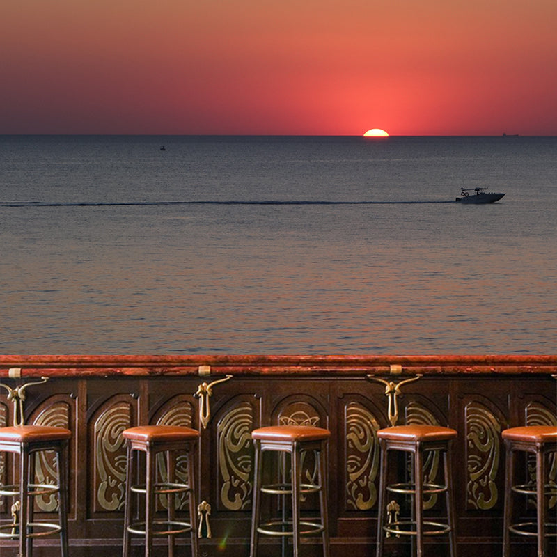 Mildew Resistant  Mural with Sea and Boat Pattern Wallpaper for Home Decoration