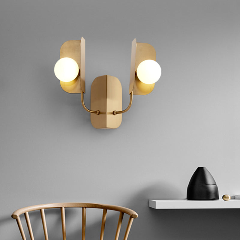 Gold Globe Wall Sconce Light moderne 2 lumières LED METAL MUR MOUR MONT POUR LE SOIR