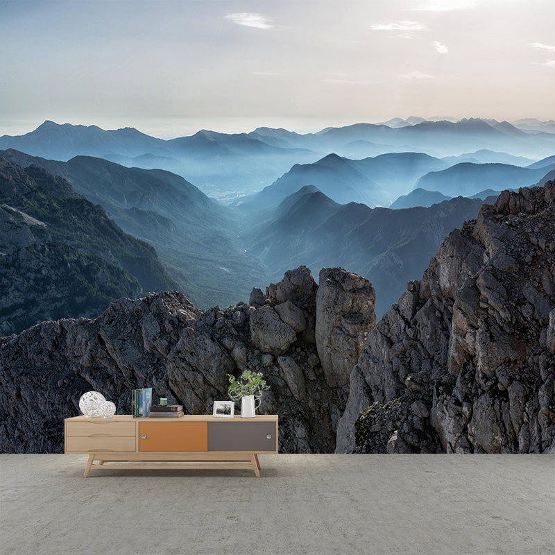 Full Size Mountain Mural Wallpaper Soft Color Mildew Resistant for Living Room Decor