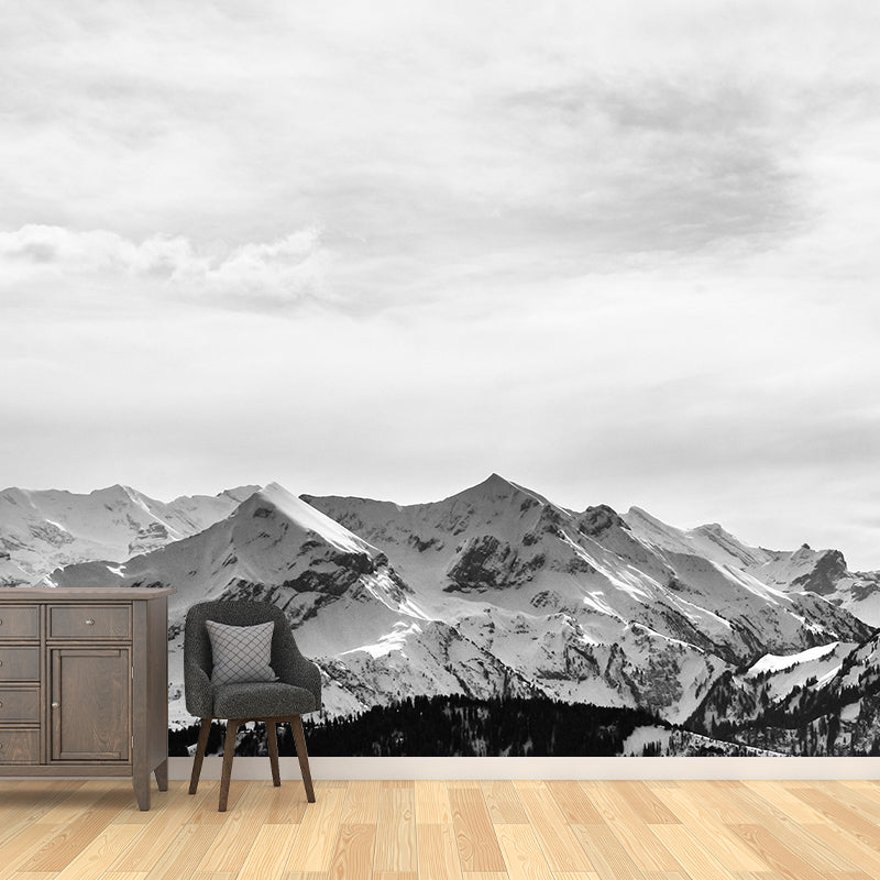 Full Size Mountain Mural Wallpaper Soft Color Mildew Resistant for Living Room Decor