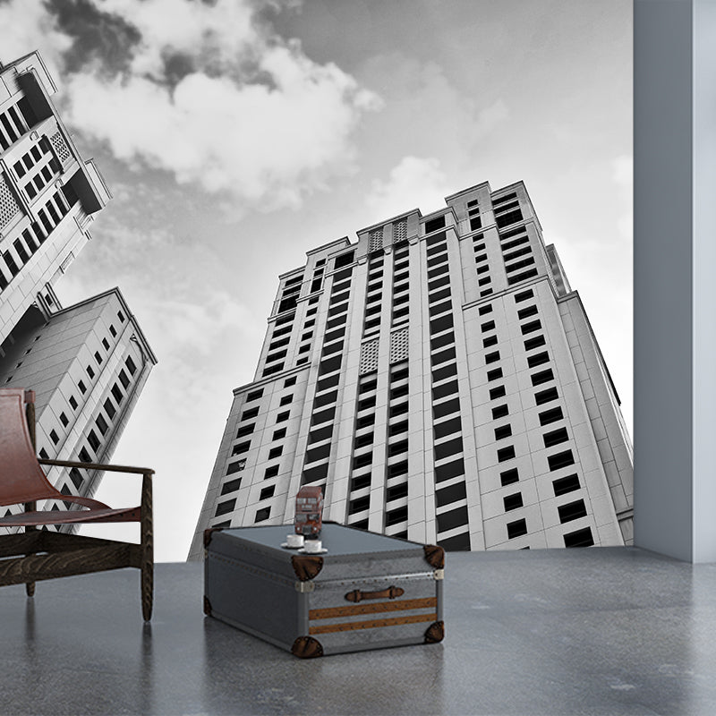 City Photography Horizontal Wall Mural Decal Moisture Resistant for Meeting Room