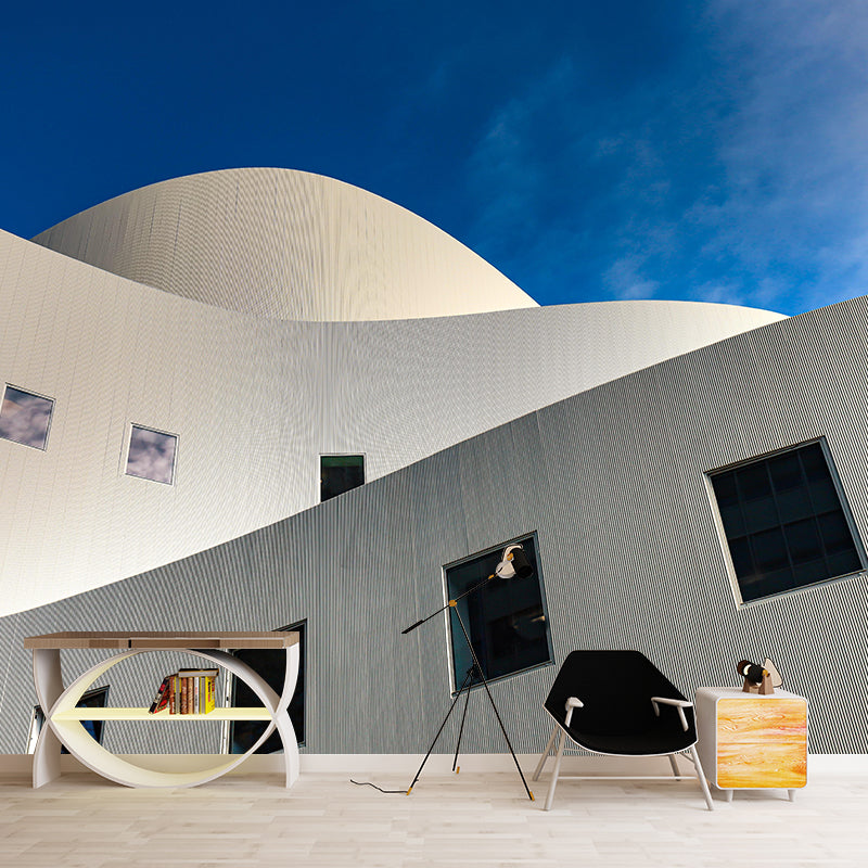 City Photography Horizontal Wall Mural Decal Moisture Resistant for Meeting Room