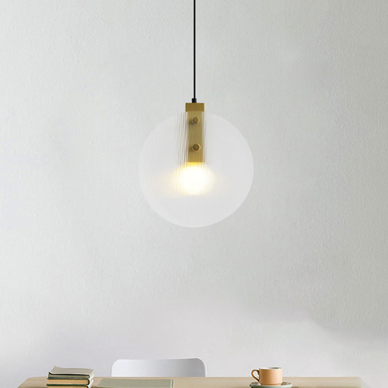 Gold Orb Pendant Lamp Modernist 1 Head Clear Glass Suspension Light for Dining Room