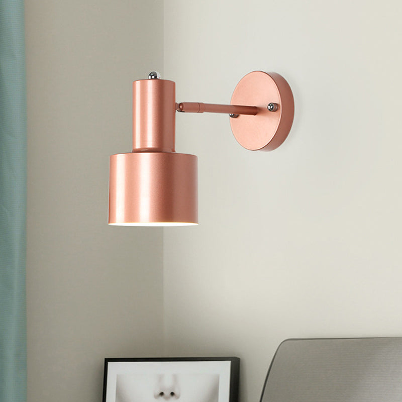 Simplicity 1 Bulb Wall Lighting Gold/Rose Gold Cylinder Wall Light Sconce with Metal Shade for Bedroom
