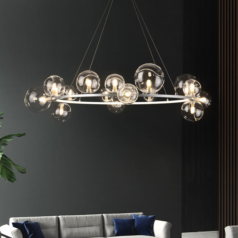 Globe Chandelier Light Fixture Modern Clear Glass Pendant Lighting for Restaurant