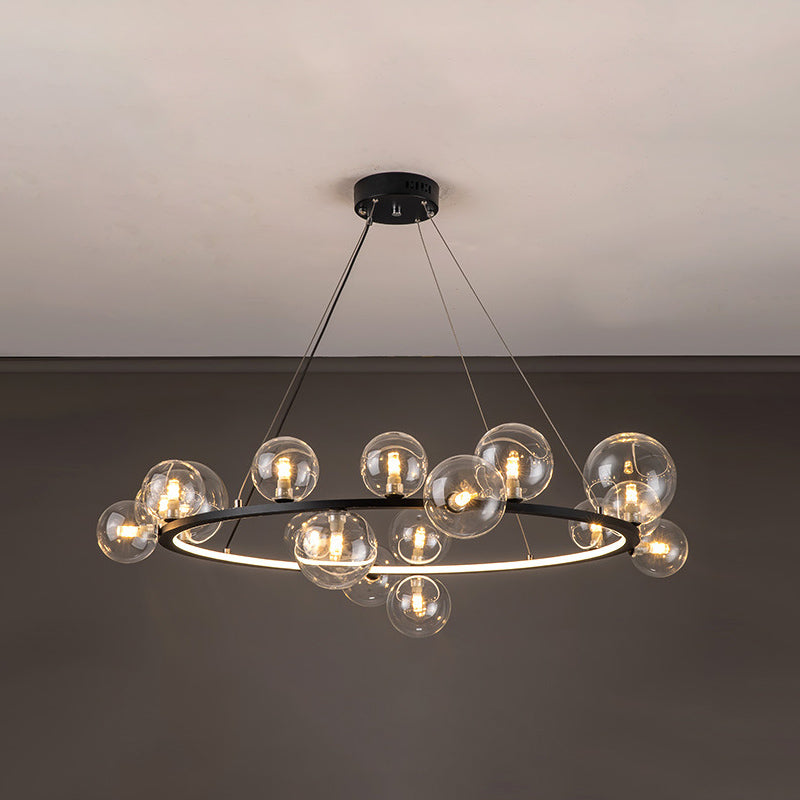 Globe Chandelier Light Fixture Modern Clear Glass Pendant Lighting for Restaurant