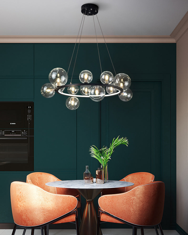 Globe Chandelier Light Fixture Modern Clear Glass Pendant Lighting for Restaurant