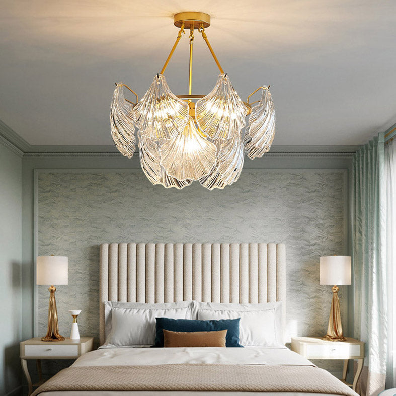 Traditional Style Glass Chandelier Lamp Gold Vintage Lighting Fixture for Living Room