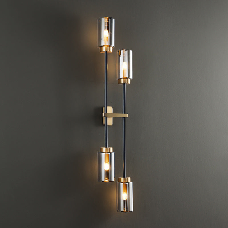 Noordse buisvormige wand sconce verlichting glazen slaapkamer wandlicht sconce in rookgrijs