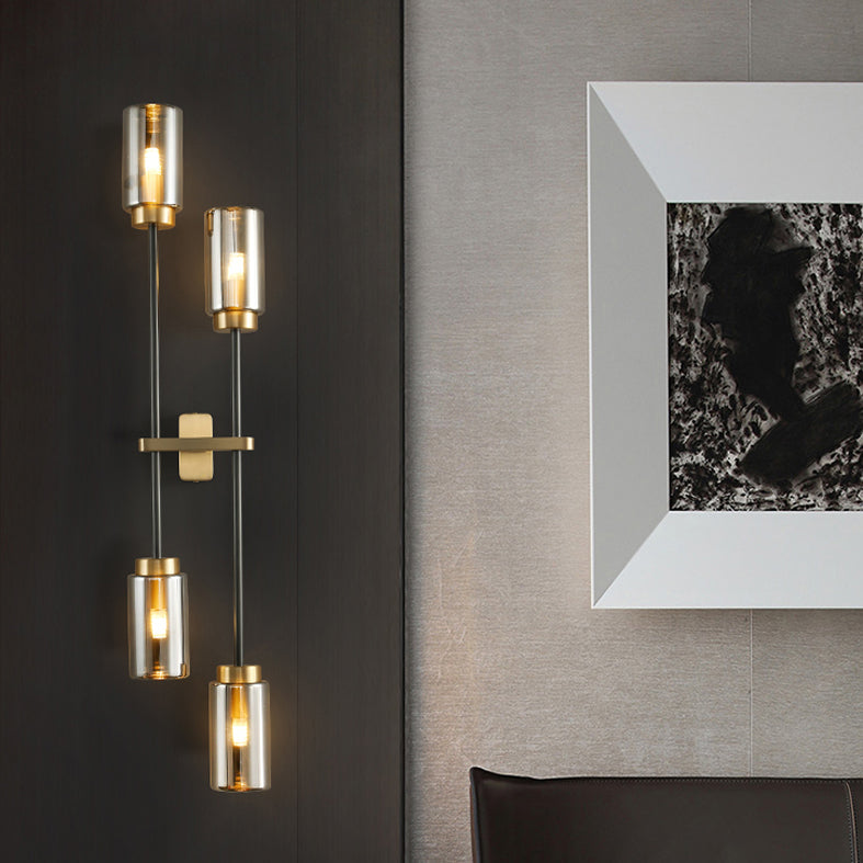 Noordse buisvormige wand sconce verlichting glazen slaapkamer wandlicht sconce in rookgrijs