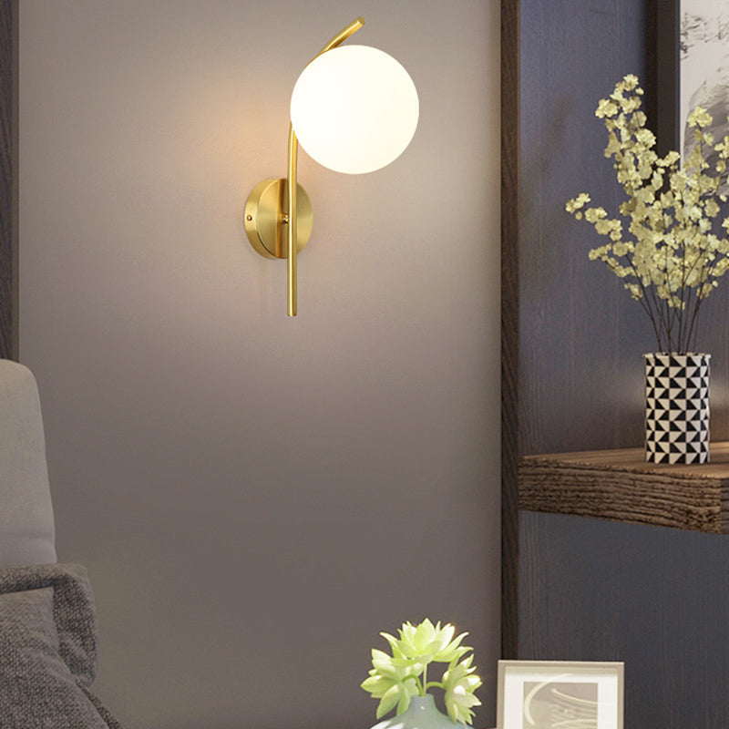 Minimalist Wall Sconce Lighting White Spherical Wall Mounted Light with Glass Shade
