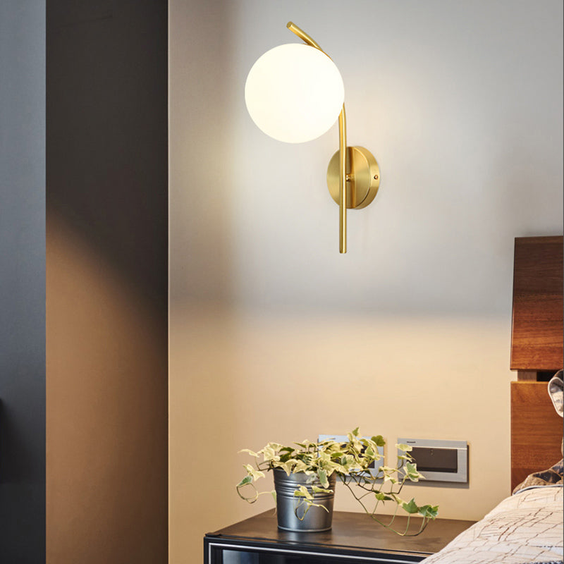 Minimalist Wall Sconce Lighting White Spherical Wall Mounted Light with Glass Shade