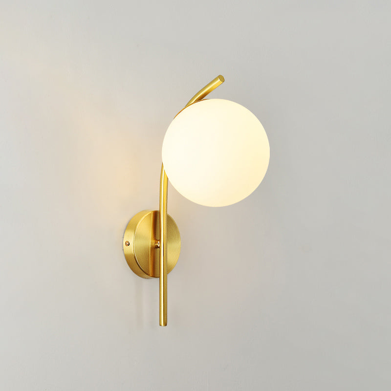 Minimalist Wall Sconce Lighting White Spherical Wall Mounted Light with Glass Shade