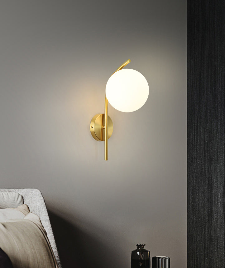 Minimalist Wall Sconce Lighting White Spherical Wall Mounted Light with Glass Shade