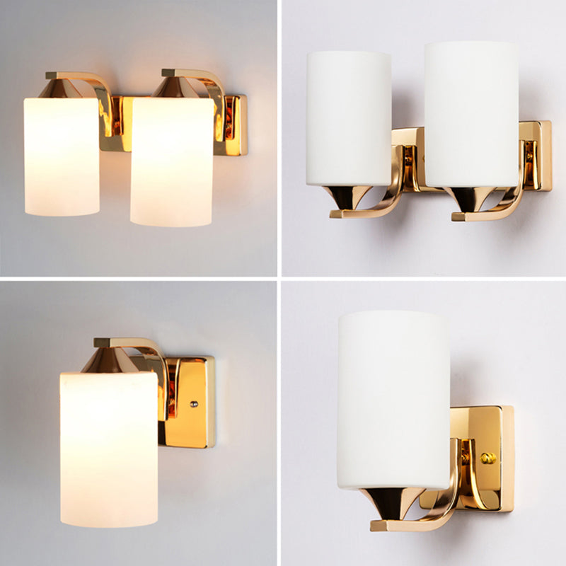 Luz de montaje en la pared de la pared de la pared de lámpara de pared simple con sombra de vidrio de cilindro