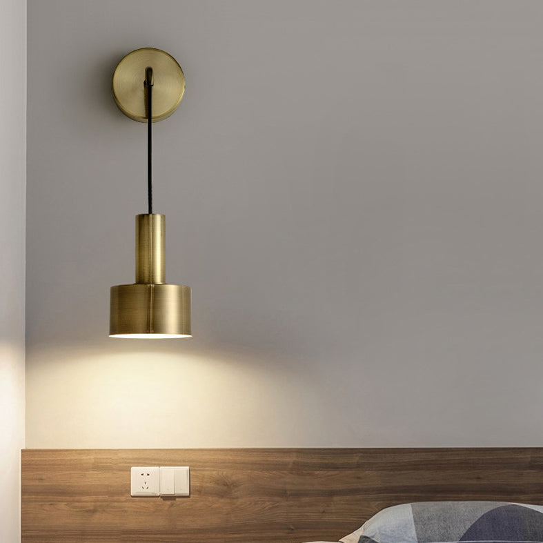 Iluminación de apliques de pared cilíndrica de metal de estilo moderno luz montada en la pared para dormitorio