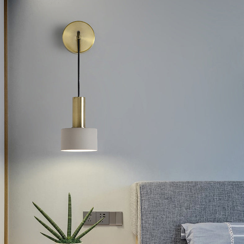 Iluminación de apliques de pared cilíndrica de metal de estilo moderno luz montada en la pared para dormitorio